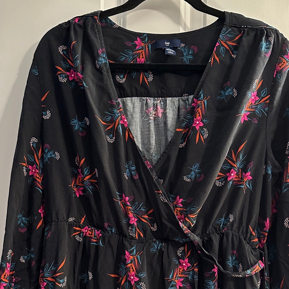 GAP Black Dress with Colorful Floral Design